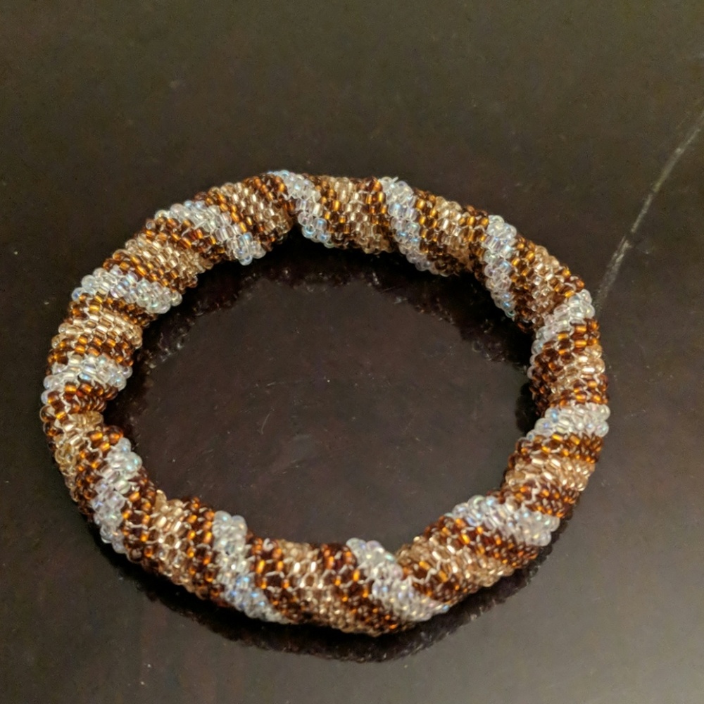 Brown gold & clear bracelet